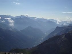 gray fog over picturesque mountains