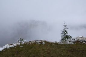 white haze in the mountains