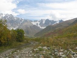 Landscape with the mountains in Georgia in spring