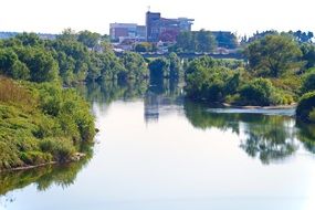 town by the river in summer