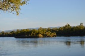 landscape of Forest river in autumn