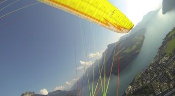 yellow paragliding wings