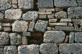 stones of different sizes in a wall in Tuscany