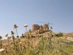 landscape of castle on the hill in Consuegra