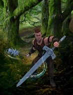 warrior with sword drawing