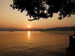 wind lake sunset, china