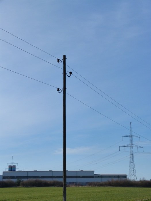 high voltage wires in field