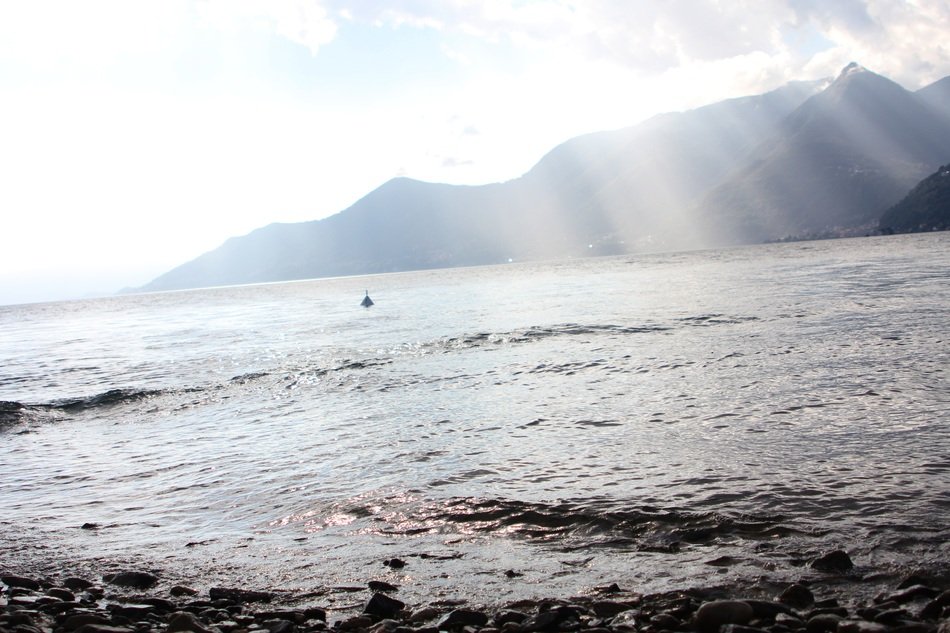 lake water sparkles under the sun