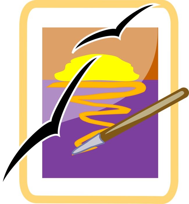 Clipart of the ocean at the sunset