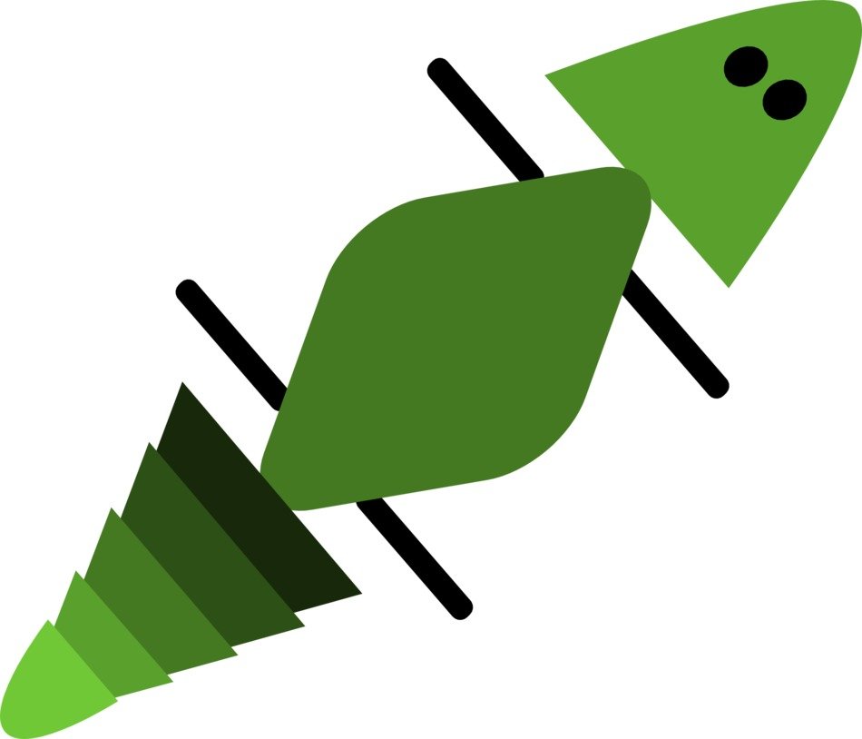 graphic image of an abstract green reptile