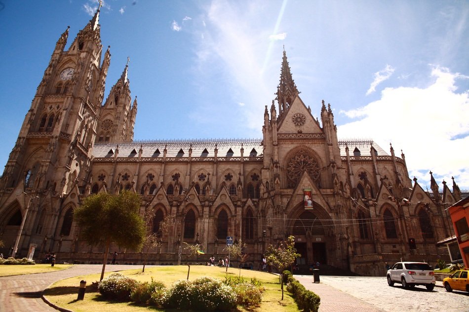 Basilica del Voto Nacional in bright sunlight