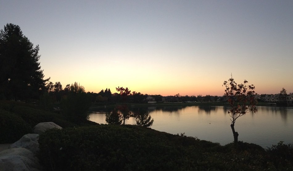 Landscape with the calm sunset