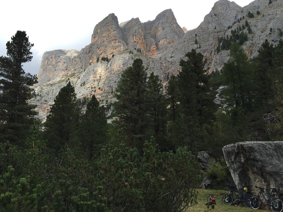 bikes at the foot of the Dolomites in Italy