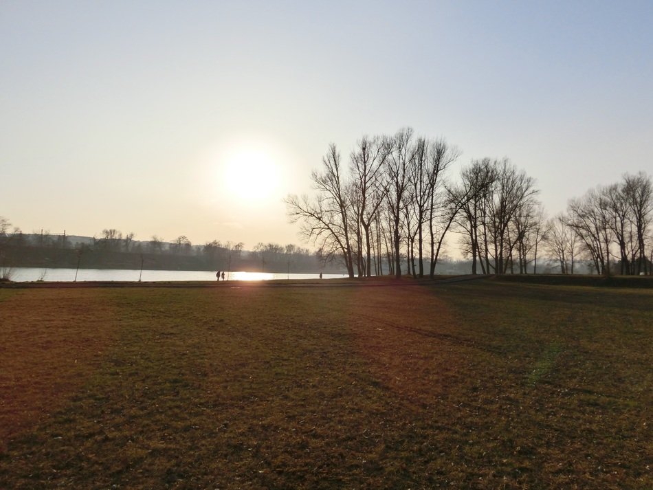 Landscape of sunset over the field