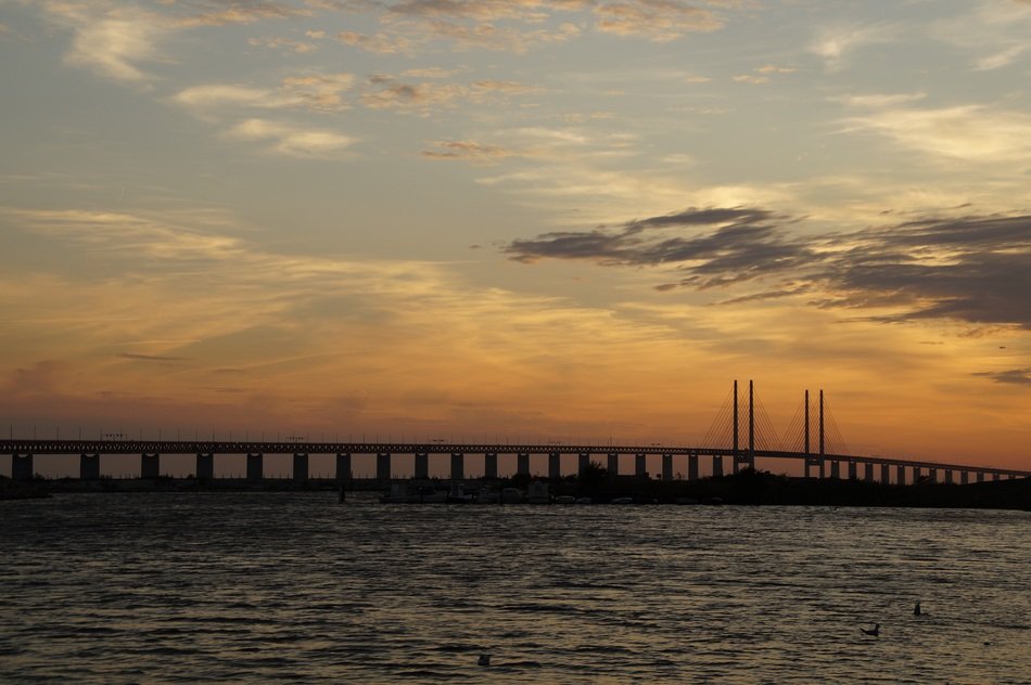 Öresund bridge at sunset