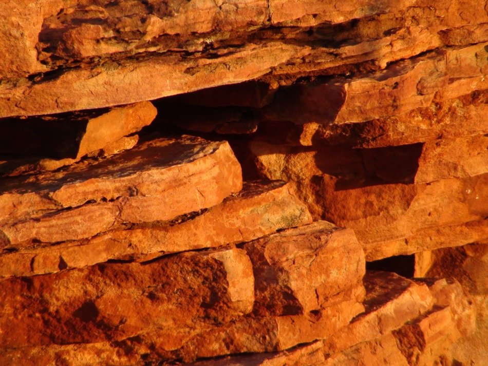 Close-up of the bright orange rocks in Australia