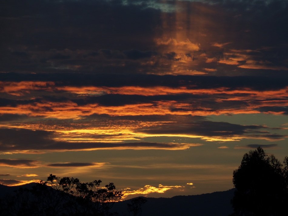 fiery clouds on the horizon