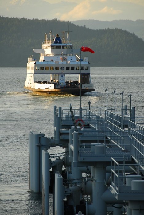 the ferry departs from the pier