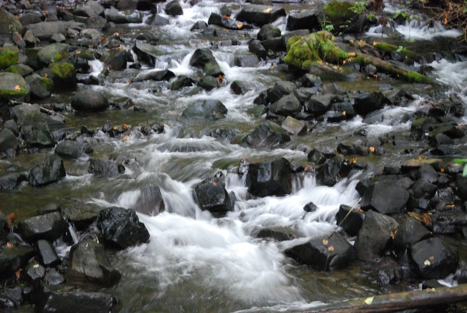 panoramic view of the creek among the stones