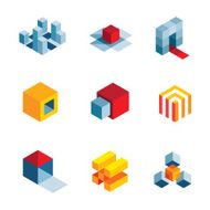 3D world startup idea creative virtual company element logo icons