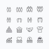 team and business silhouette icons flat line design vector set N2