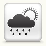 Square Button with Rainy Weather