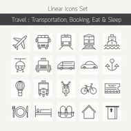 Transportation Booking Line Icons Set