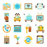 Hotel services flat icons set N2