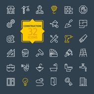 Outline web icons set - construction home repair tools