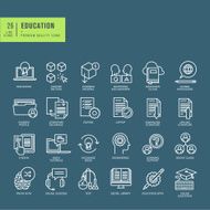 Set of thin line web icons on the theme education N2