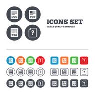 Document icons XLS PDF file signs