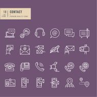 Set of thin line web icons for contact
