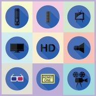 set of media flat icons