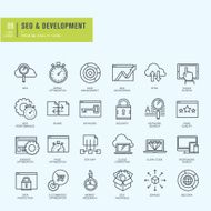 Thin line icons set for web and app development
