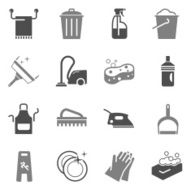 Cleaning Icons Gray Color