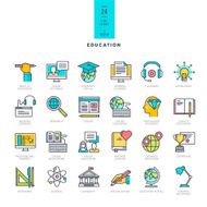 Set of line modern color icons for education N2