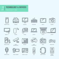 Thin line icons set Icons for technology electronic devices