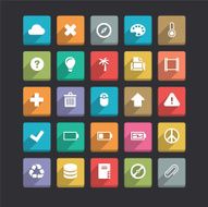 Trendy Vector Icons With Long Shadow Set 2