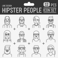 Hipster people line design icon set Trendy vector illustrations N2