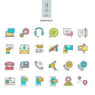 Set of line modern color icons for contact communication media