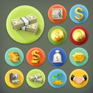 Money and coins business finance icon set