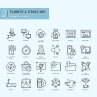 Thin line vector icons set