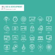 Set of thin lines web icons for SEO and development