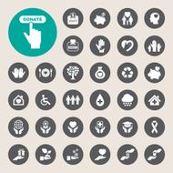 Charity and donation icons set N2