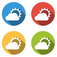 Collection of 4 isolated flat buttons for partly cloudy