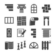 The icons are flat construction finishing materials repair