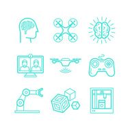Vector set of icons in trendy linear style