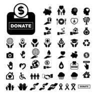 Charity and donation icons set N3
