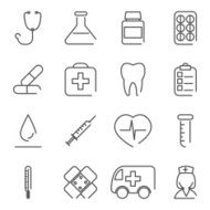 Modern Line Medical Treatment Icons and Symbols Set for Mobile