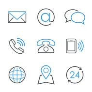 Contacts simple vector icon set